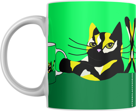 Mug Gatocentrico Verde Calico