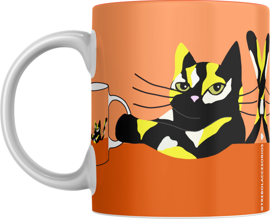 Mug Gatocentrico Naranja Calico