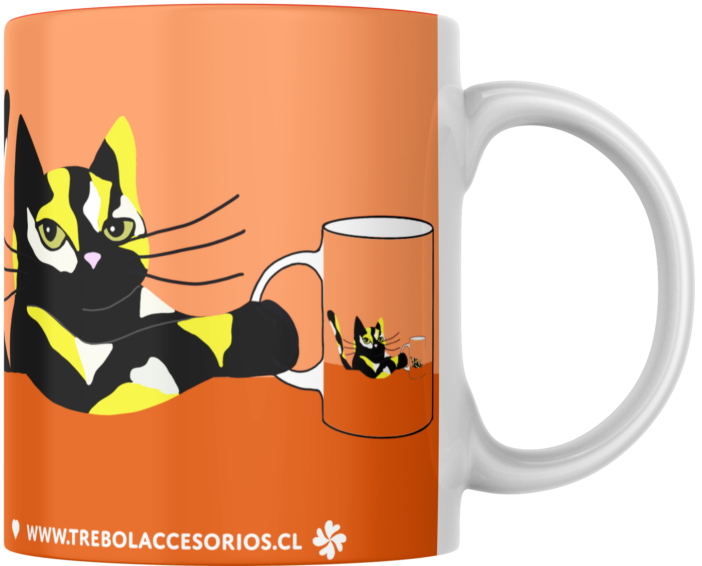 Mug Gatocentrico Naranja Calico