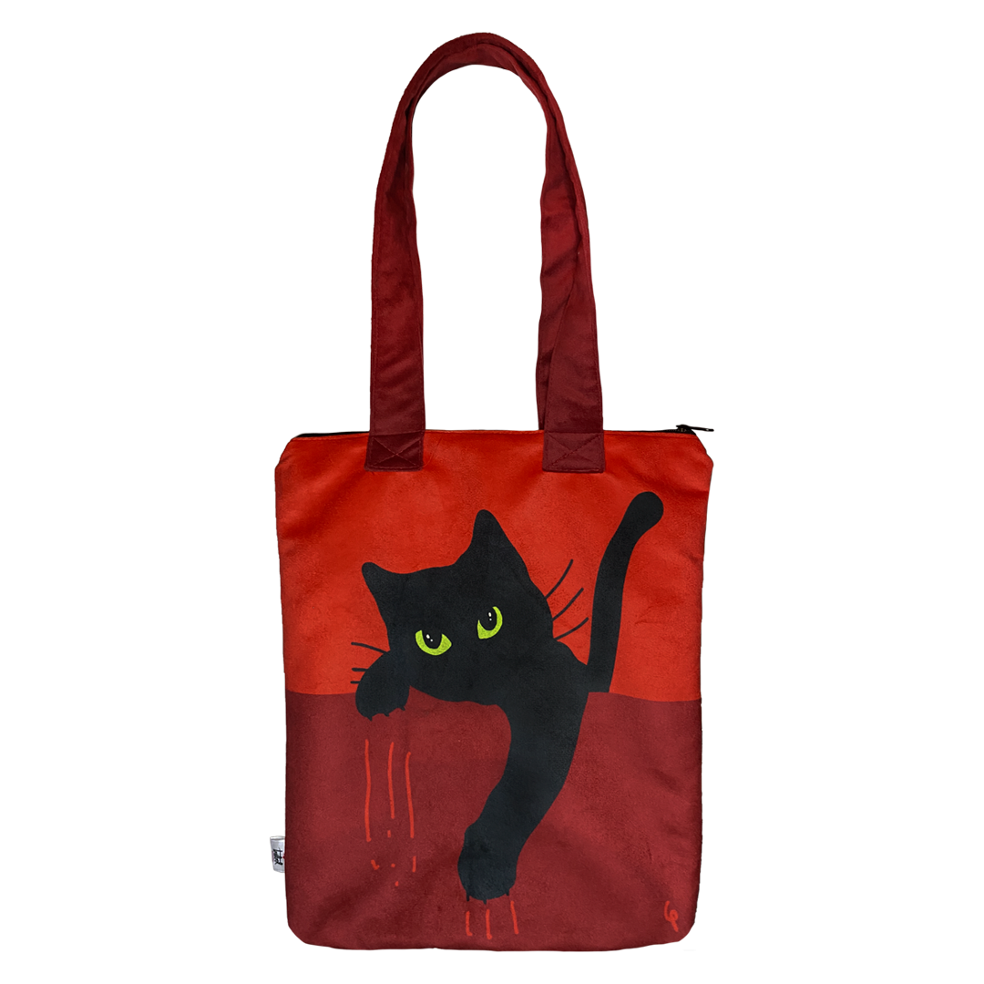 Totebag Michi Rasguño rojo